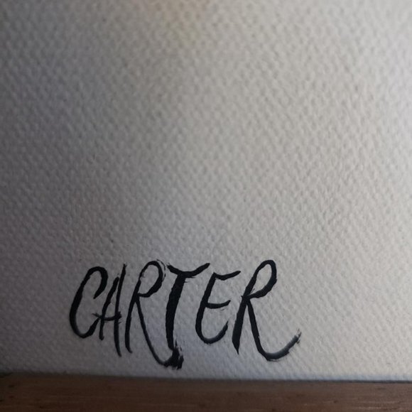 RARE VINTAGE FIND "CARTER" OIL PAINTING LANDSCAPE TREES & SNOW DUSTED MOUNTAIN - Picture 2 of 10